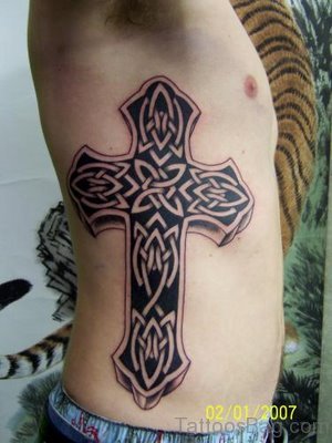 Cross Tattoo On Rib