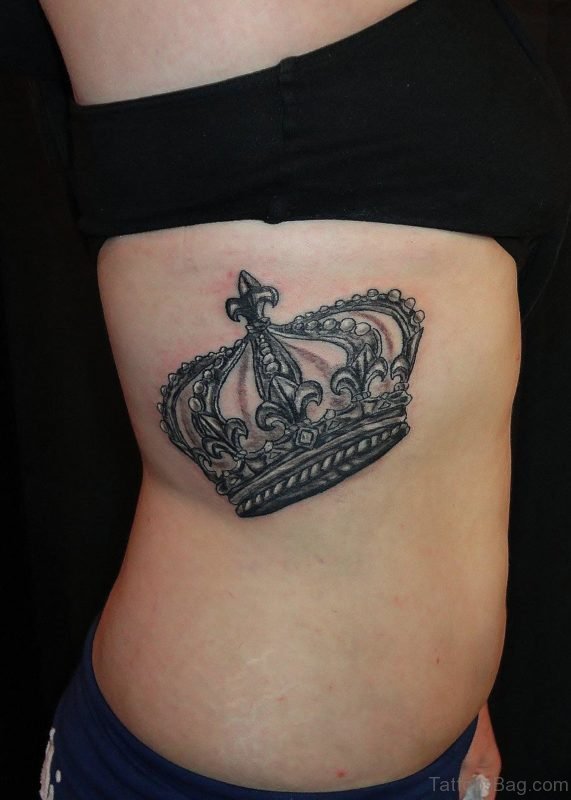 Crown Tattoo On Rib