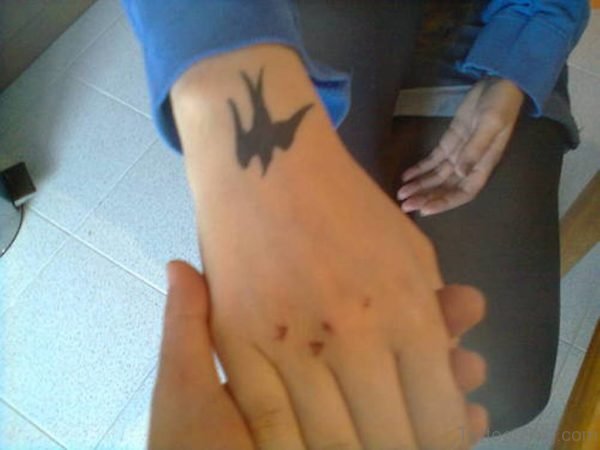 Cute Bird Tattoo On Hand