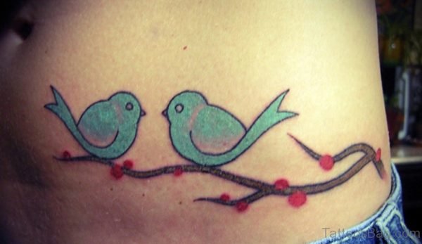 Cute Bird Tattoos On Waist