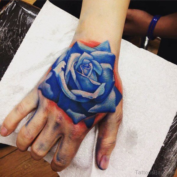 Cute Blue Rose Tattoo Design