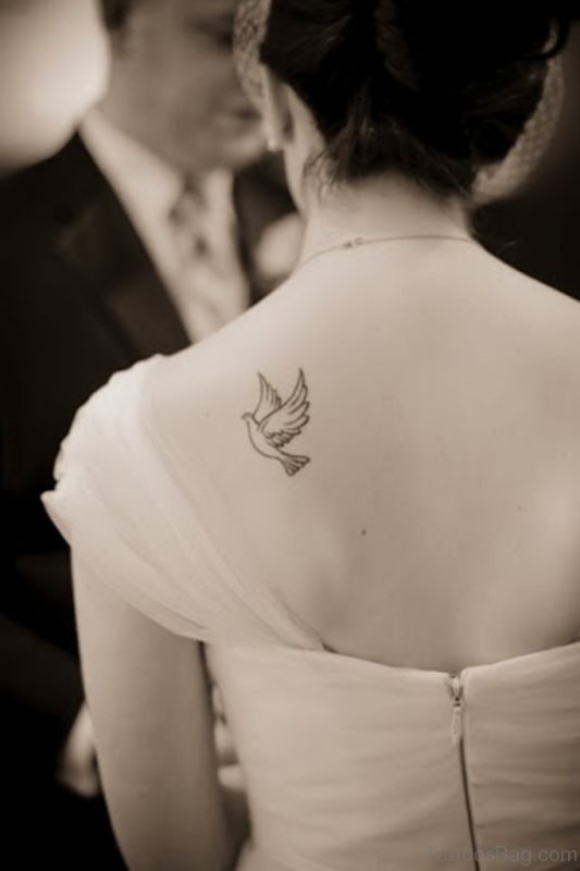Cute Dove Tattoo On Back