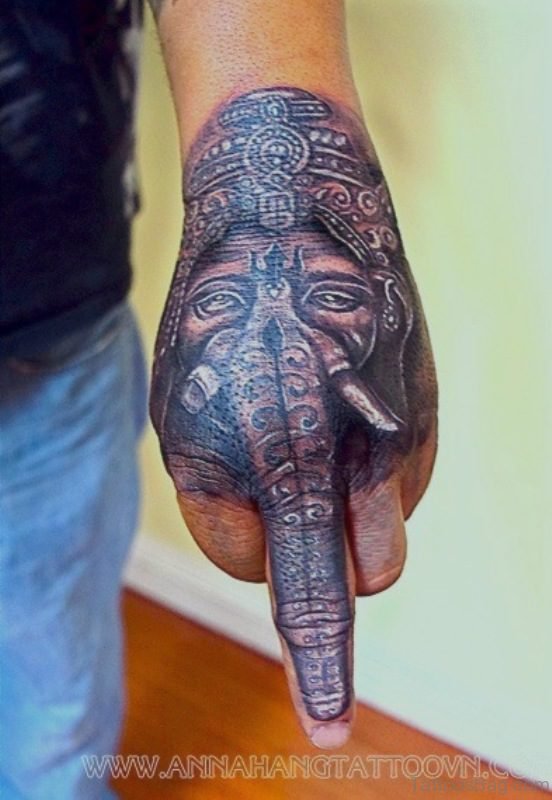 Cute Elkephant Tattoo On Hand