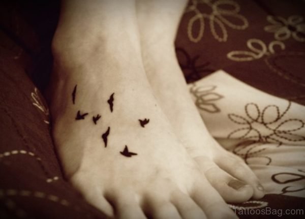 Cute Little Bird Tattoo On Foot