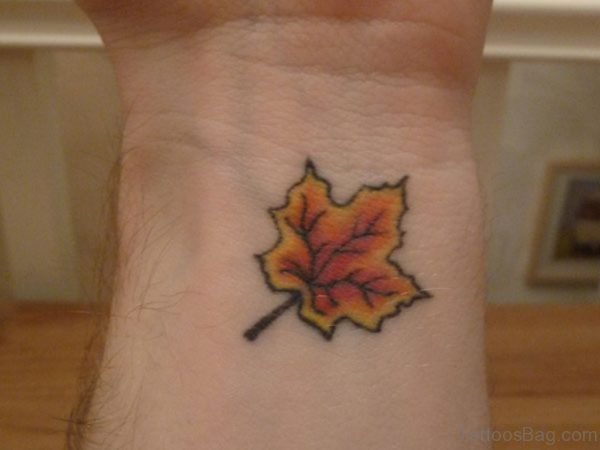 Cute Maple Leaf Tattoo On Wrist