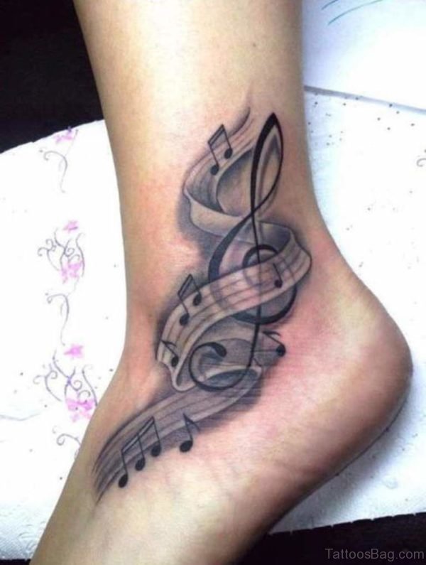 Cute Music Note Tattoo On Ankle Image