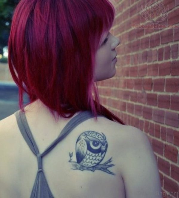Cute Owl Shoulder Tattoo