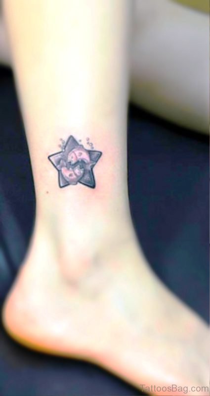 Cute Star Tattoo On Ankle