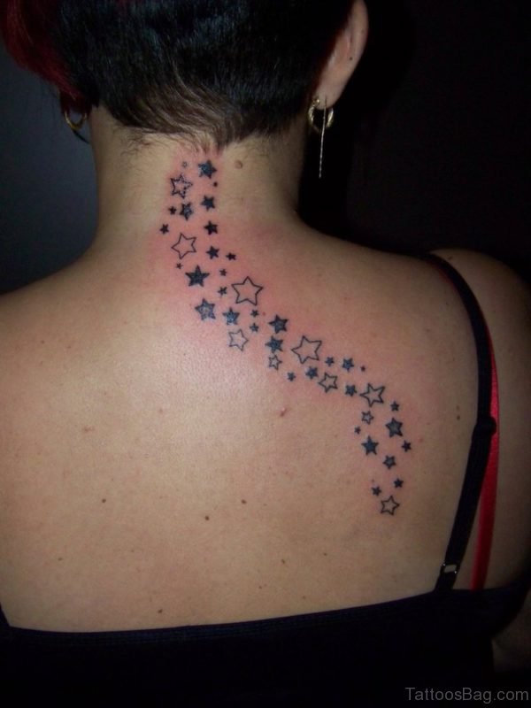 Cute Stars Tattoo On Neck 