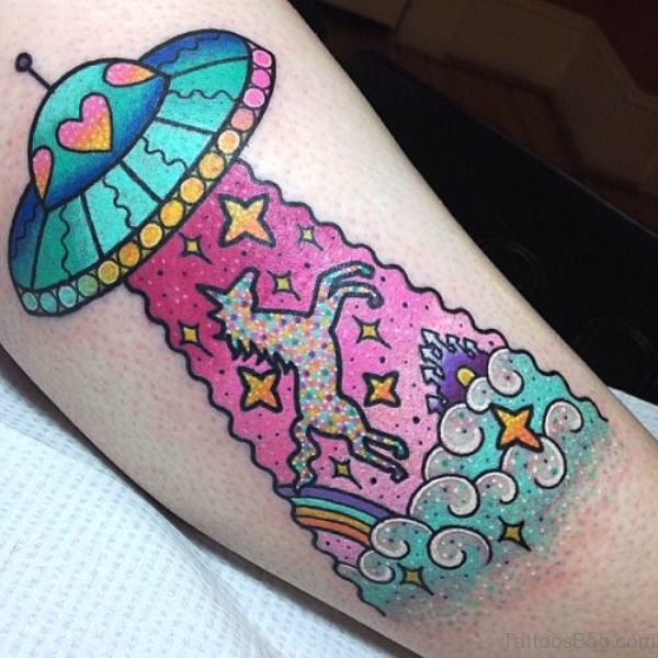 Cute Unicorn Tattoo On Arm