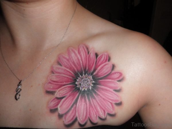 Daisy Flower Tattoo On Chest