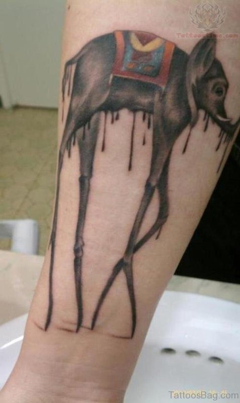 Dali Elephant Tattoo On Right Forearm