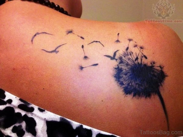 Dandelion Tattoo On Back Shoulder
