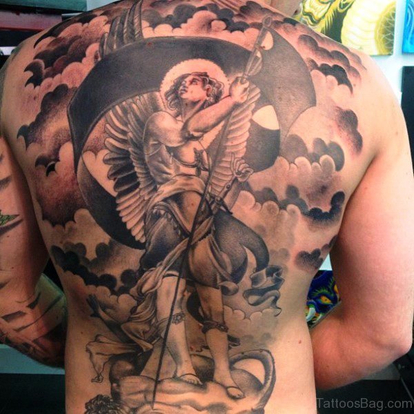 Dazzling Archangel Tattoo On Back