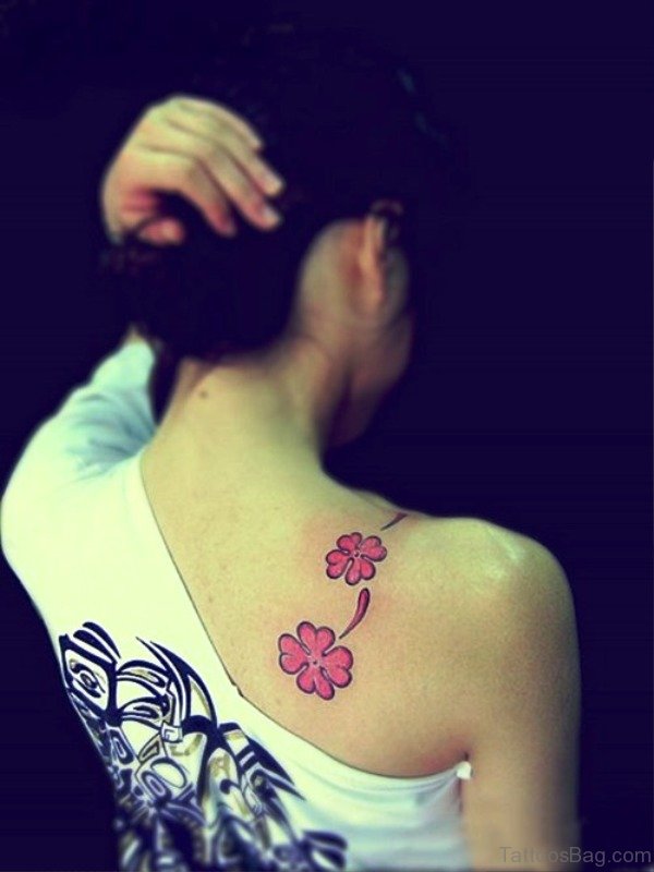 Dazzling Pink Flowers Tattoo Design