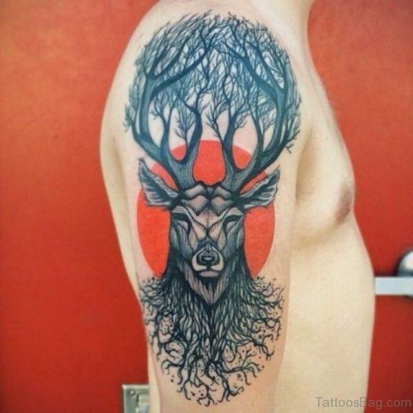 Deer Tattoo Design On Shoulder