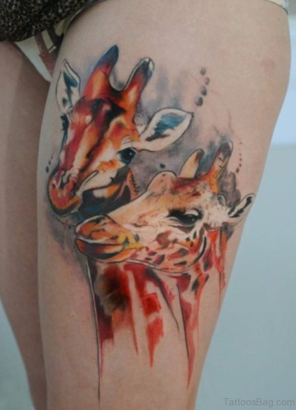 Deer Tattoo On Thigh 