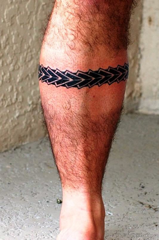 Delightful Band Tattoo On Leg