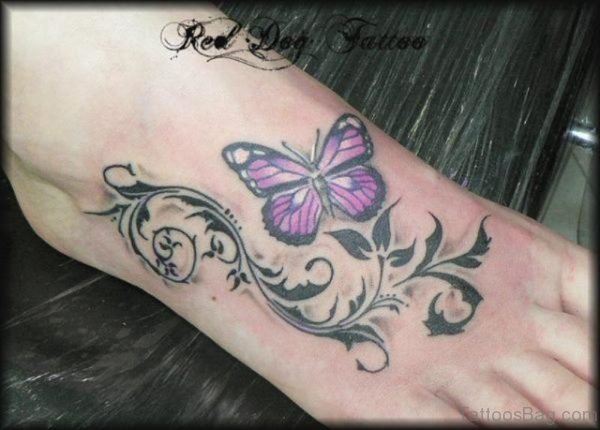 Designer Butterfly Tattoo On Foot
