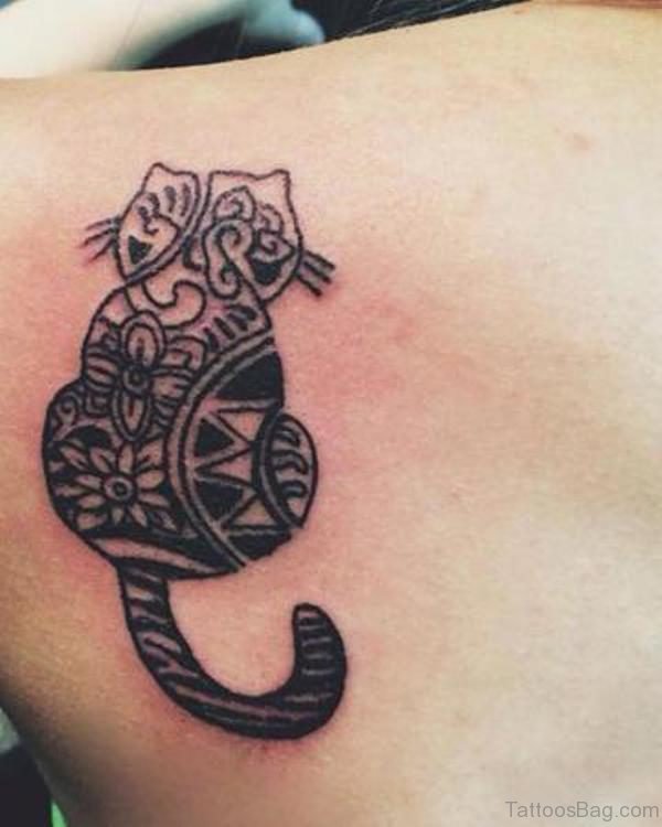 Designer Cat Shoulder Tattoo