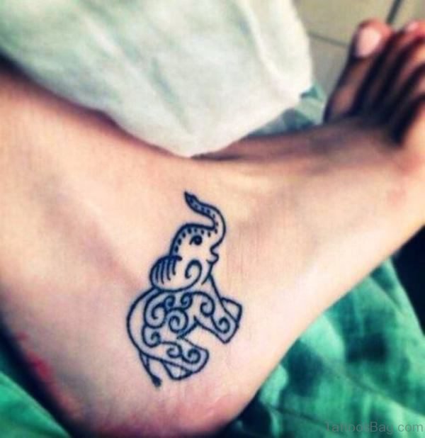 Designer Elephant Ankle Tattoo