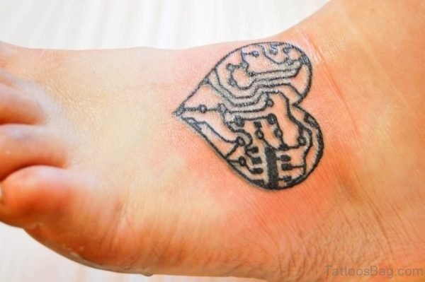 Designer Heart Tattoo On Foot
