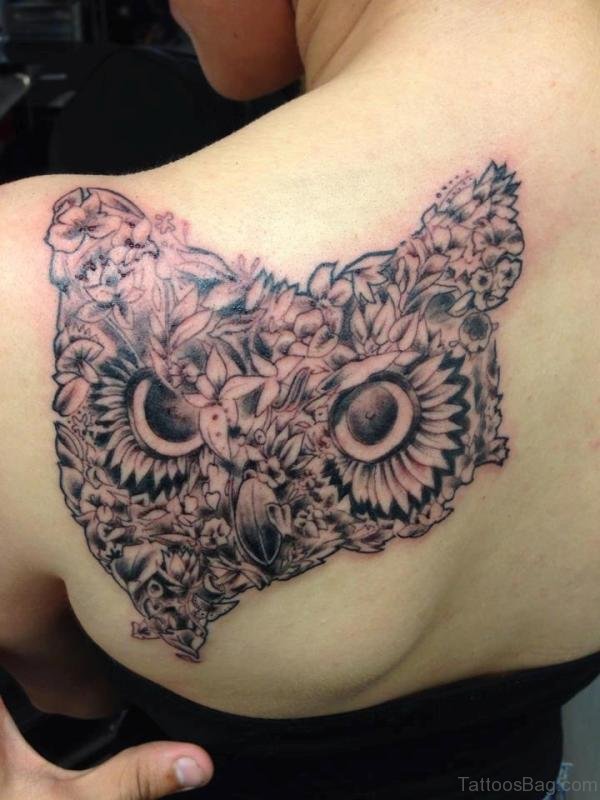 Designer Owl Tattoo On Shoulder