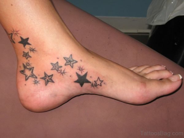 Designer Star Tattoo On Foot