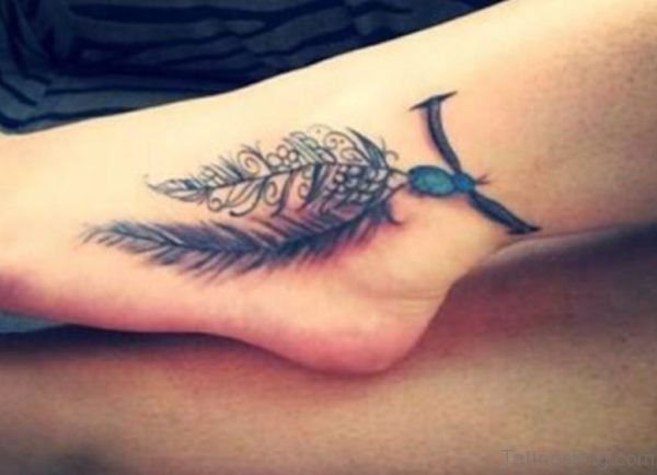 Feather Tattoo On Ankle 