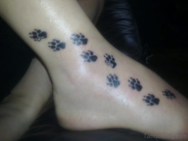 Dog Paw Tattoo On Ankle