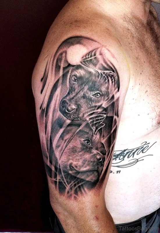 Dogs Tattoo On Shoulder