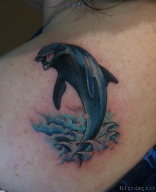 Dolphin Fish Tattoo Design On Back