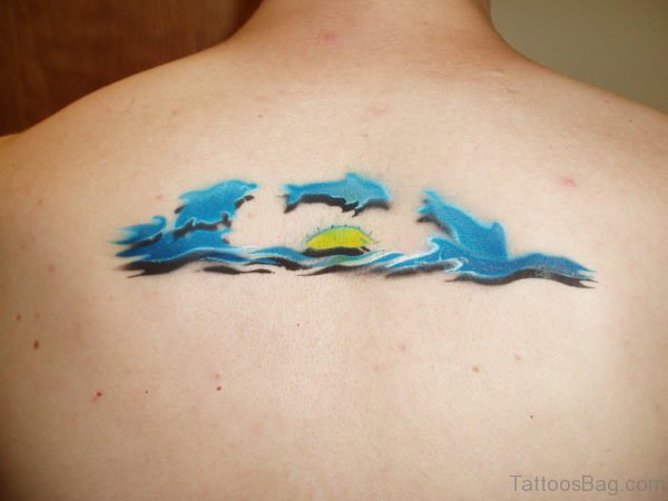 Dolphin Fish Tattoo On Back