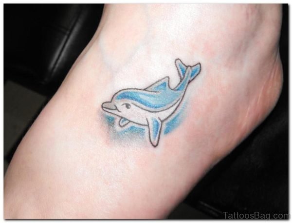 Dolphin Fish Tattoo On Foot