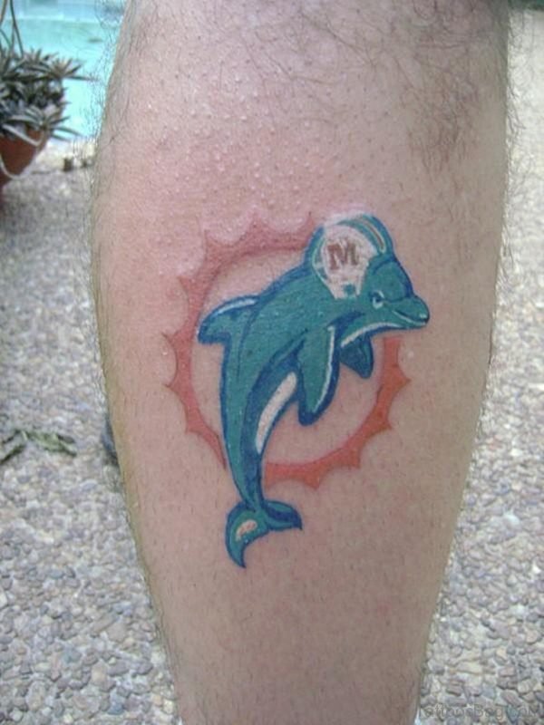 Dolphin Fish Tattoo On Leg