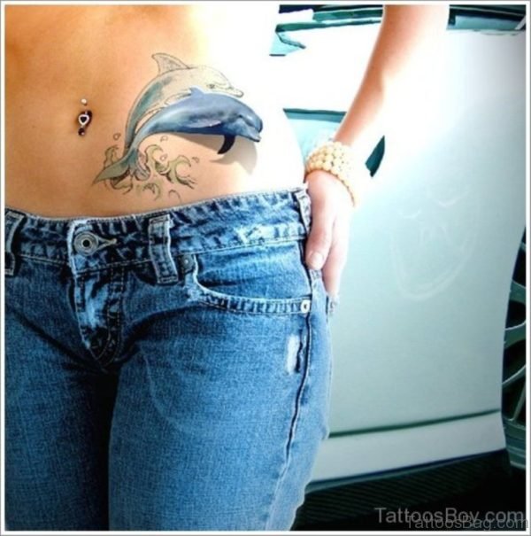 Dolphin Tattoo On Stomach 