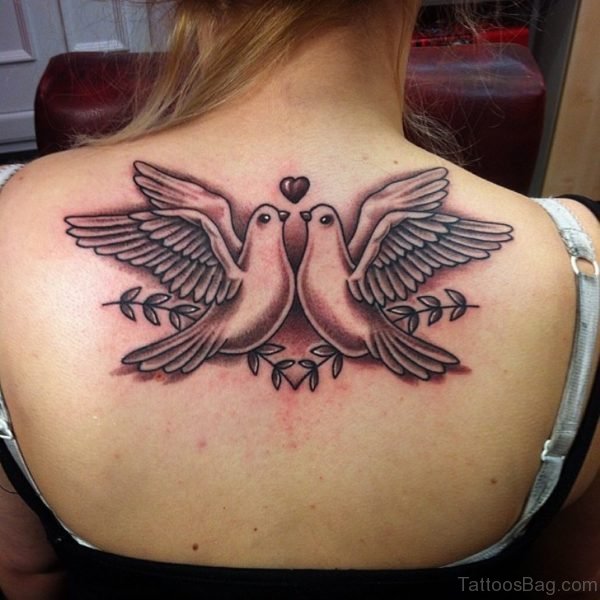 Dove Tattoo On Upper Back