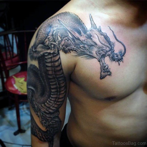 Dragon Tattoo On Chest 