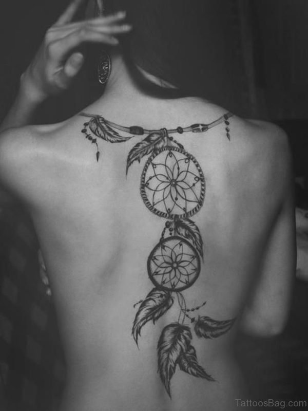 Dreamcatcher Tattoo On Back 