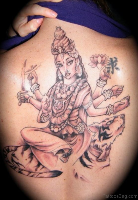 Durga Tattoo On Back BOdy 