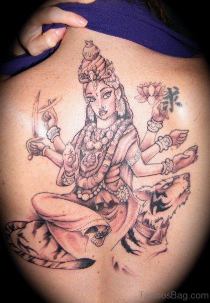 Durga Tattoo On Back BOdy