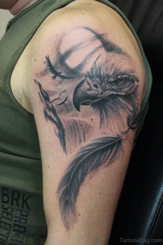 Eagle And Feather Tattoo
