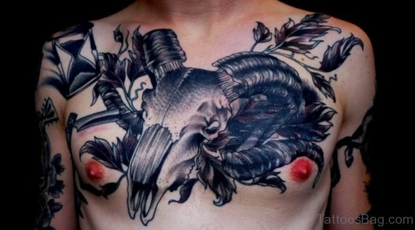 Elegant Aries Tattoo On Chest