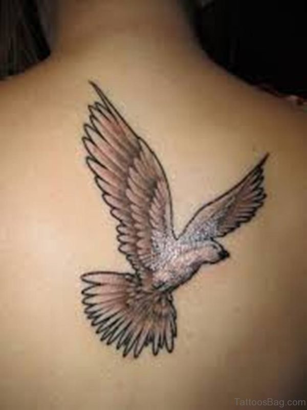Elegant Dove Tattoo On Back