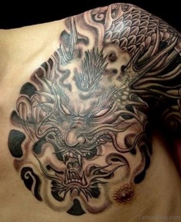 Dragon Tattoo On Chest 