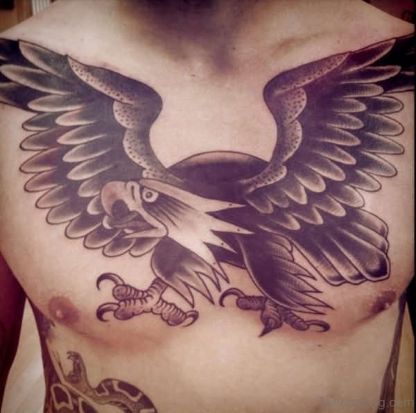 Elegant Eagle Tattoo Design On Chest 