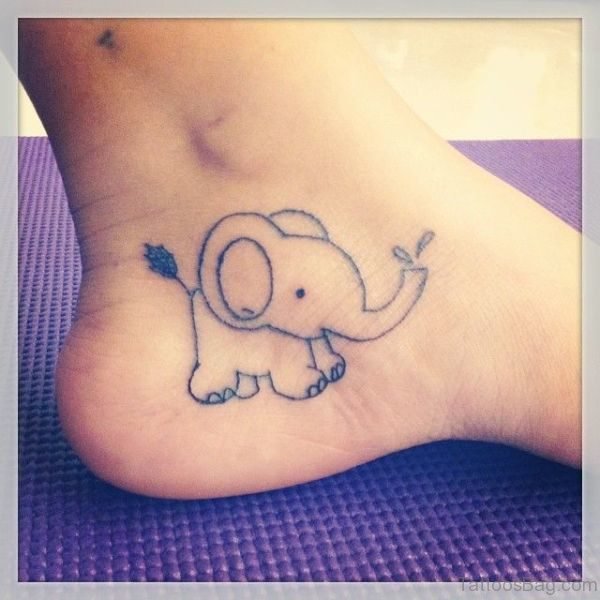 Elegant Elephant Tattoo On Ankle