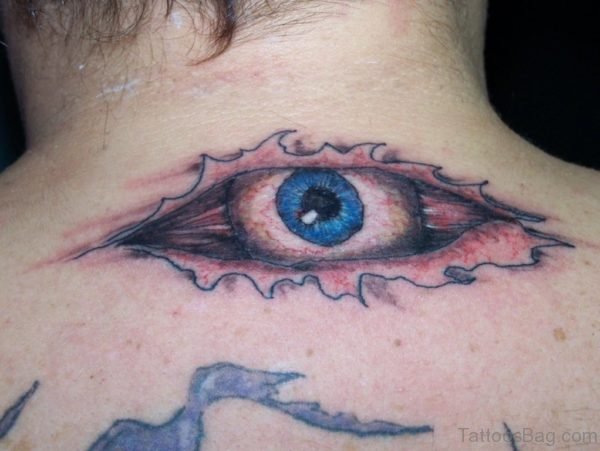 Elegant Eye Tattoo On Nape 