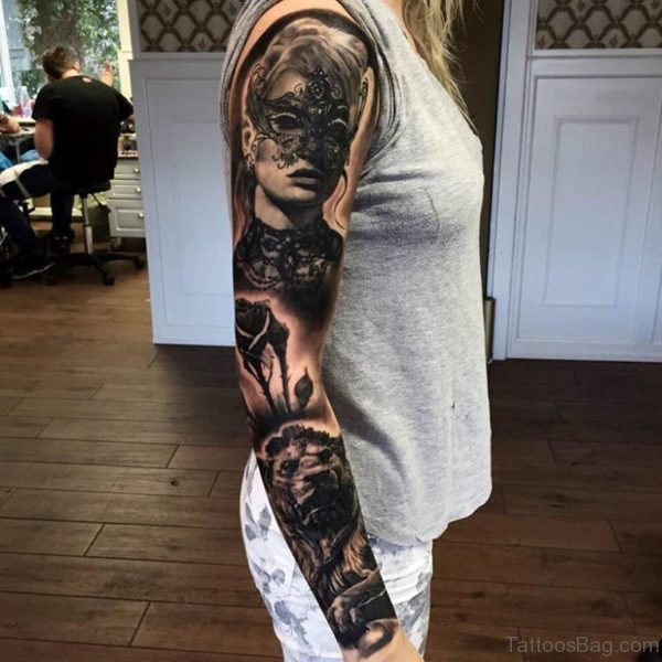 Elegant Full Sleeve Tattoo 