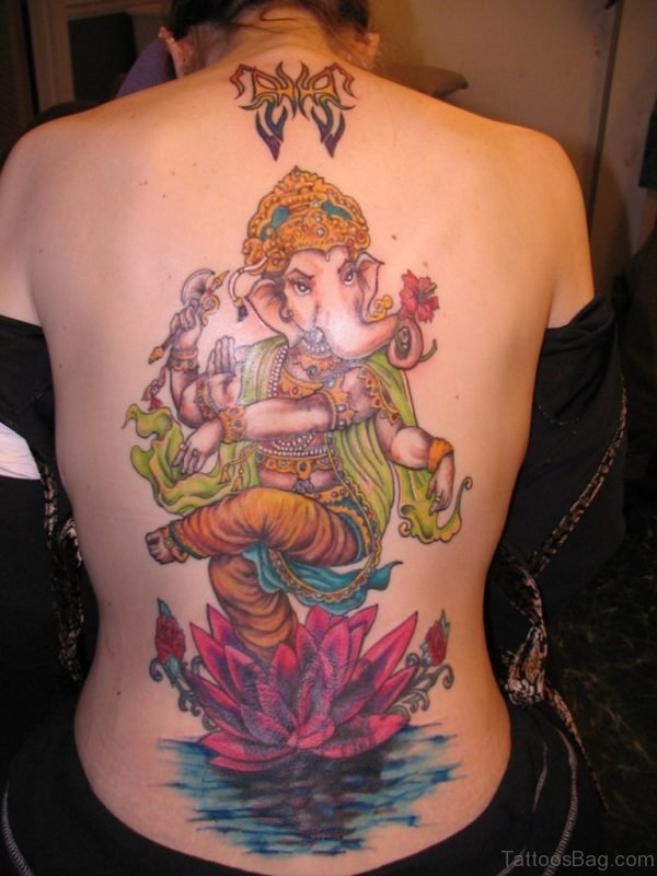 Elegant Ganesh Tattoo On Back